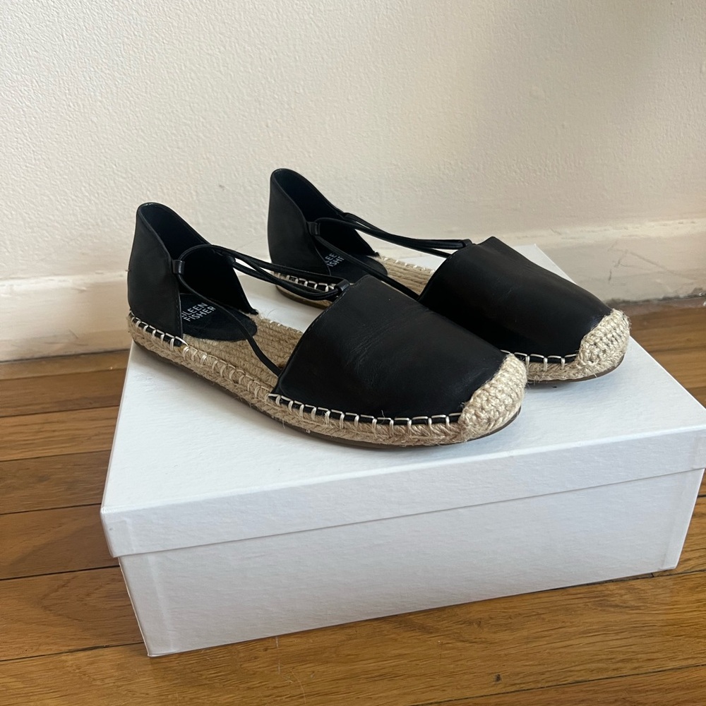 Eileen Fisher Black Espadrille Flats, 6.5